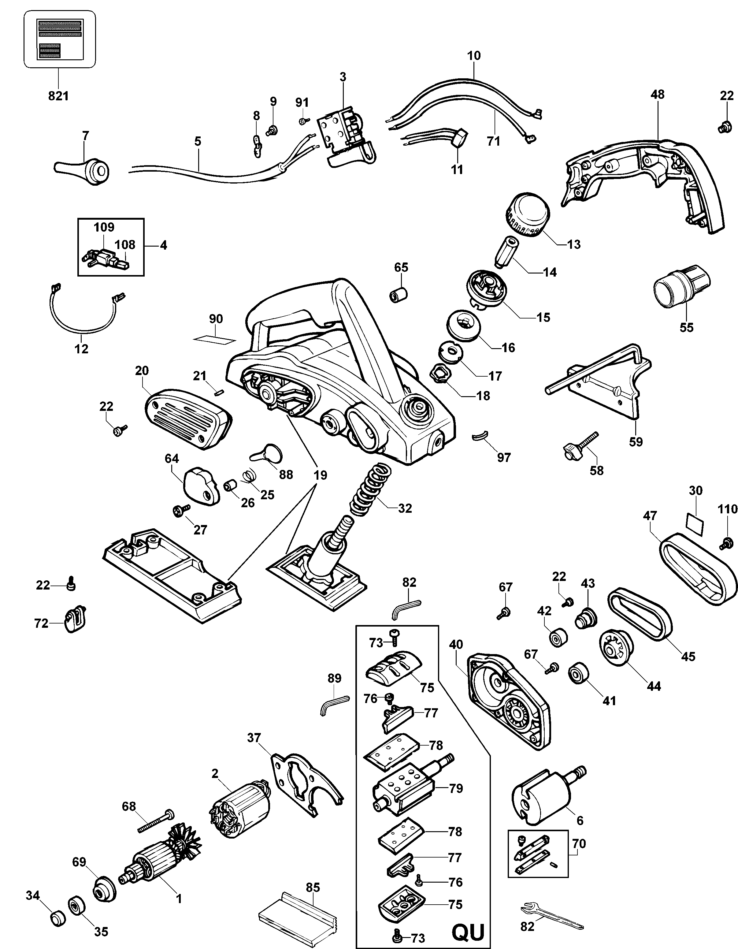 Page A Diagram and Parts List for DW680-B2 1 DeWALT Planer Jointer