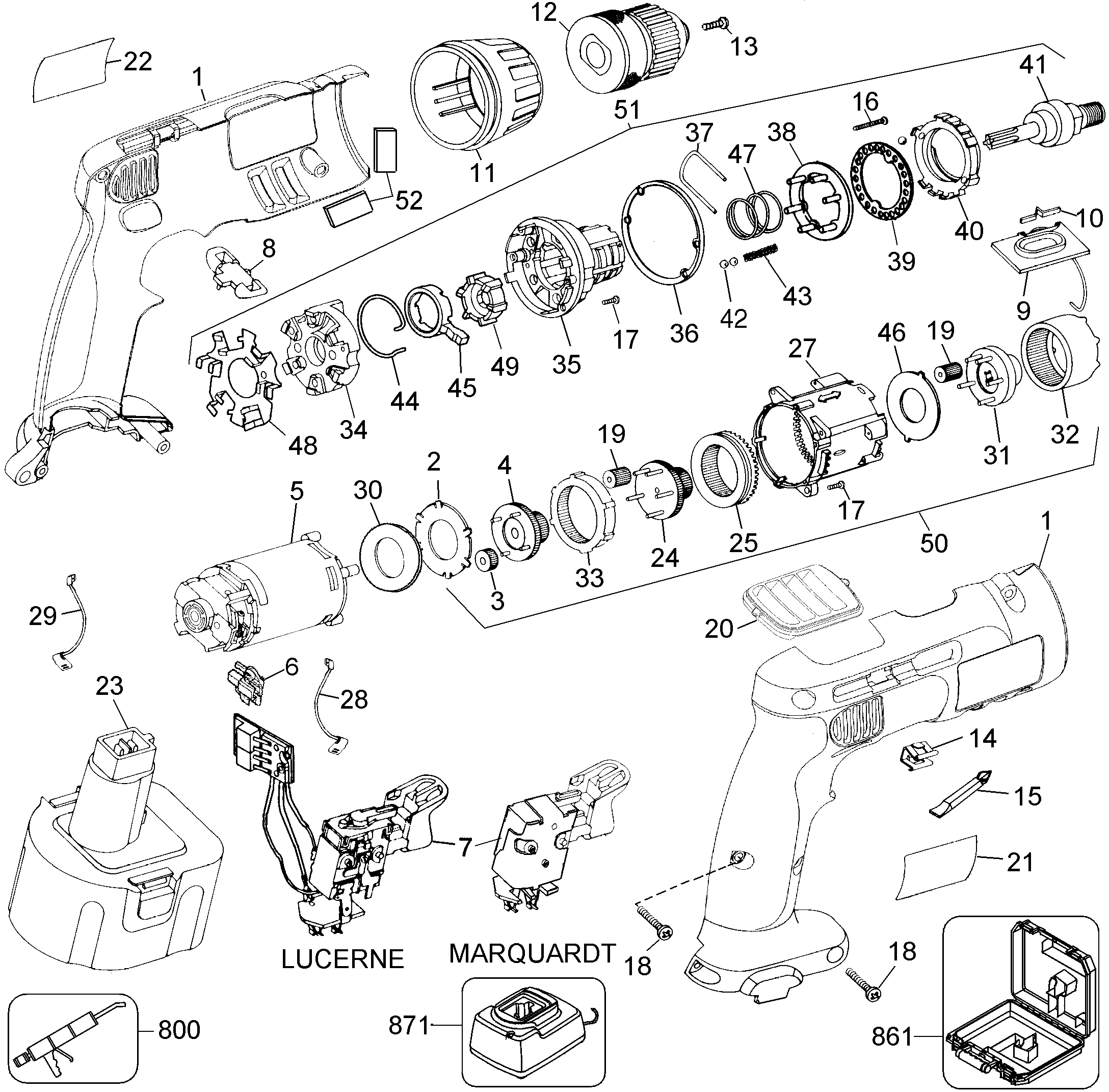Page A Diagram and Parts List for DW996K-2 1 DeWALT Electric Drill