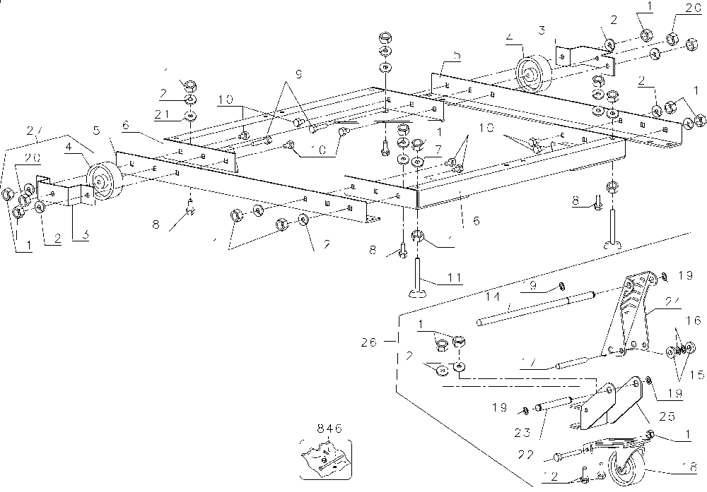 Exploded Diagram A Diagram and Parts List for DE7460-QZ Type 1 DeWALT Table Saw