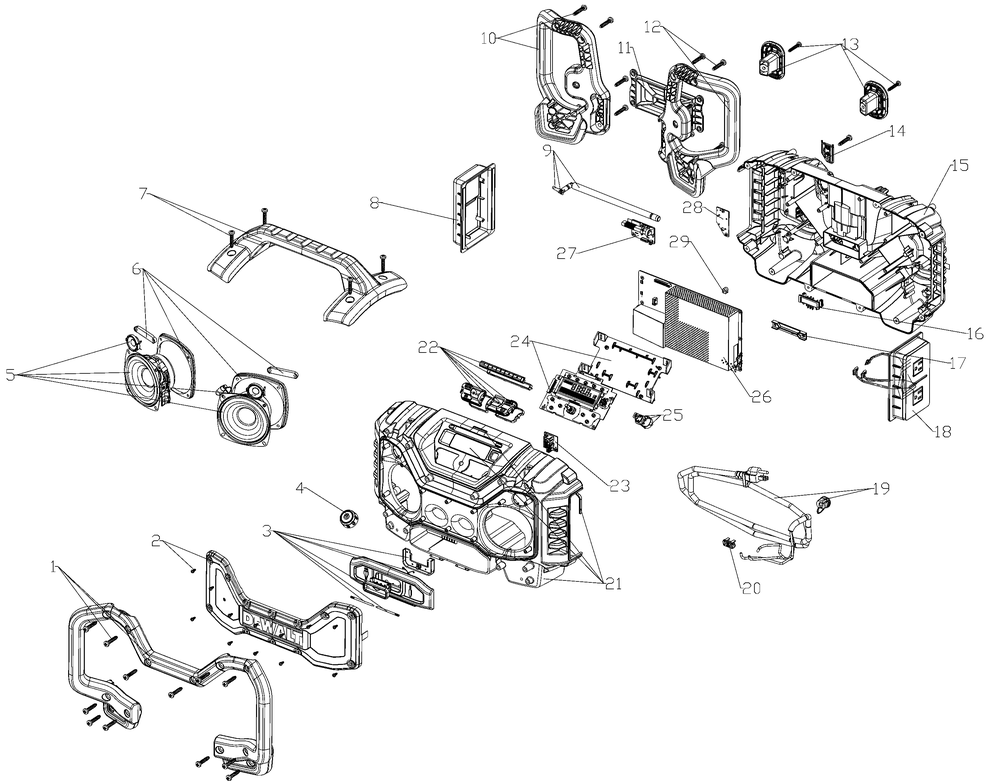 Diagram Diagram and Parts List for DCR025R Type 1 DeWALT Miscellaneous
