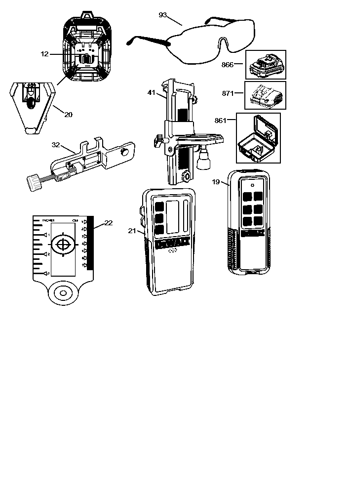 Diagram Diagram and Parts List for DW079LGB Type 2 DeWALT Laser Level