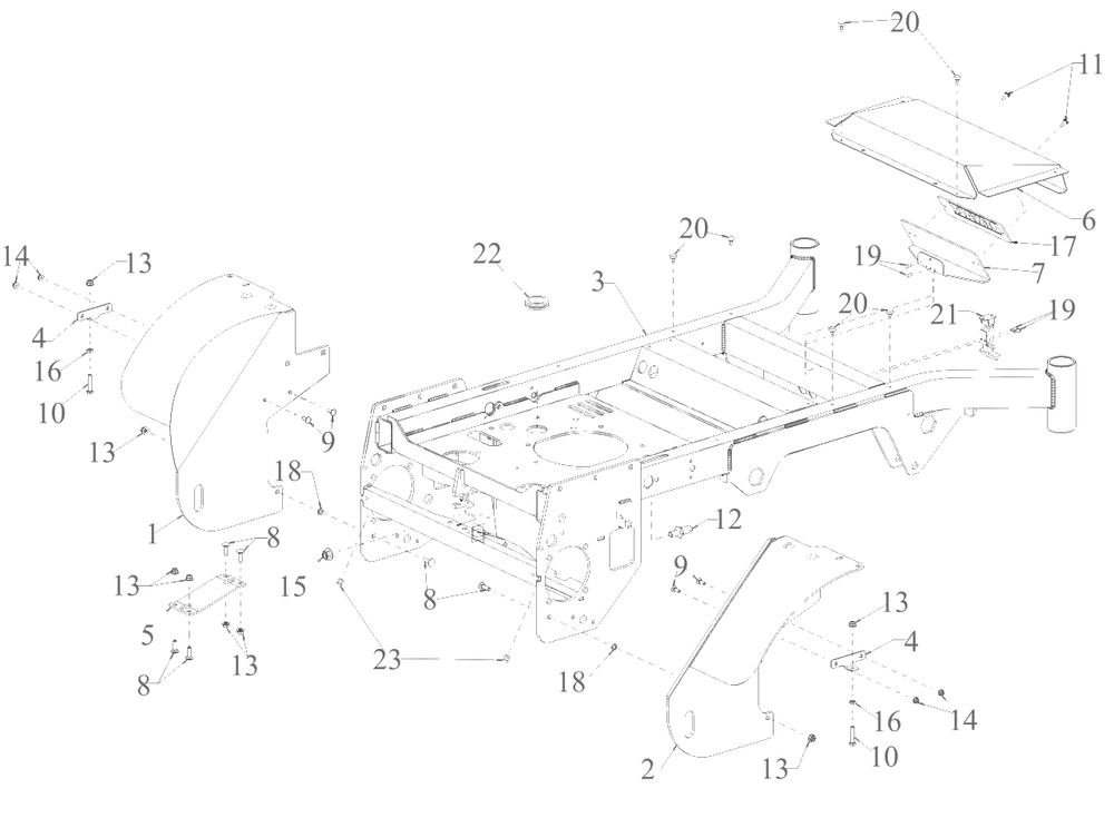 Frame Diagram and Parts List for DXGX554P (53AL8CS7038)(2022) DeWALT Lawn Tractor