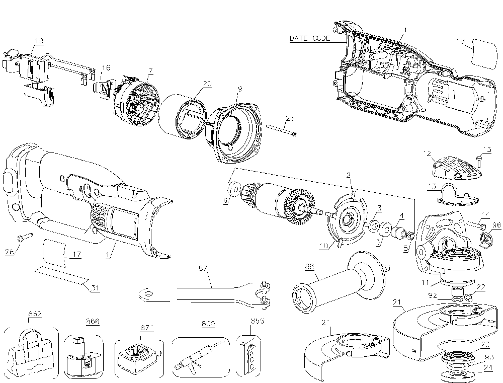 Page A Diagram and Parts List for DC411KA Type 2 DeWALT Miter Saw