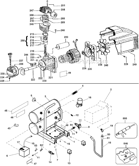 Page A Diagram and Parts List for AM782HC4V Type 1 DeWALT Compressor