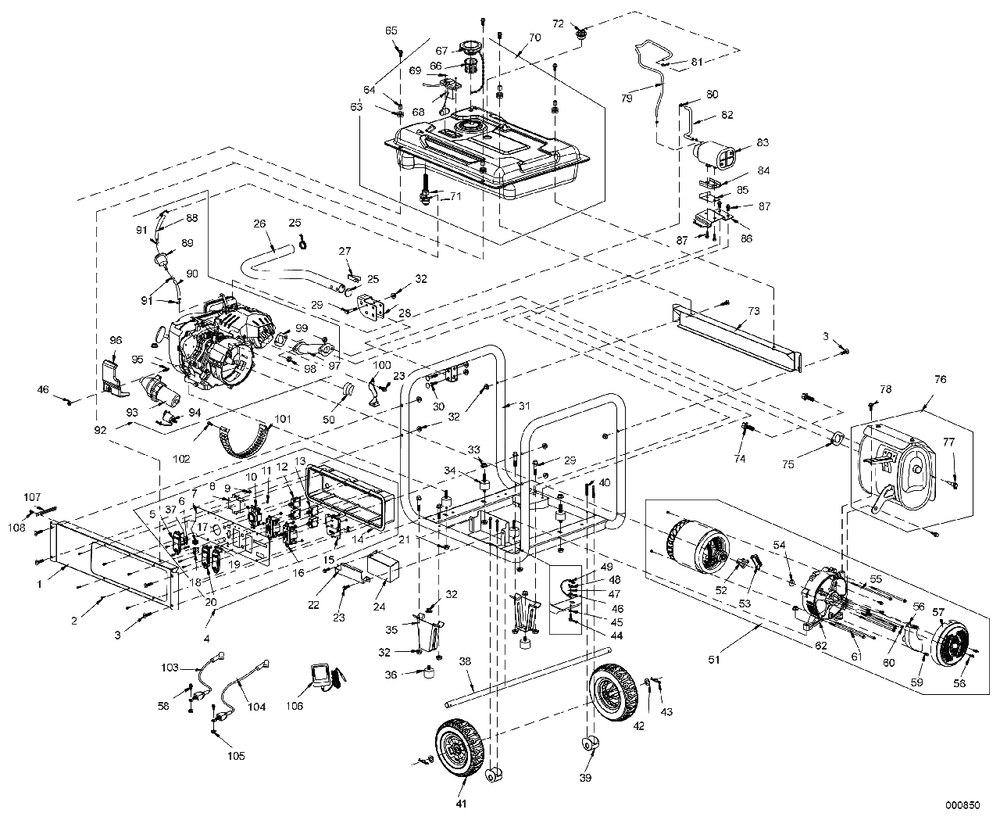 Parts Manual Dewalt 7000 (0l3623pmnl) Diagram and Parts List for DXGNR7000 (9708181A - 3000328440)(2016) DeWALT Lawn Tractor Accessories