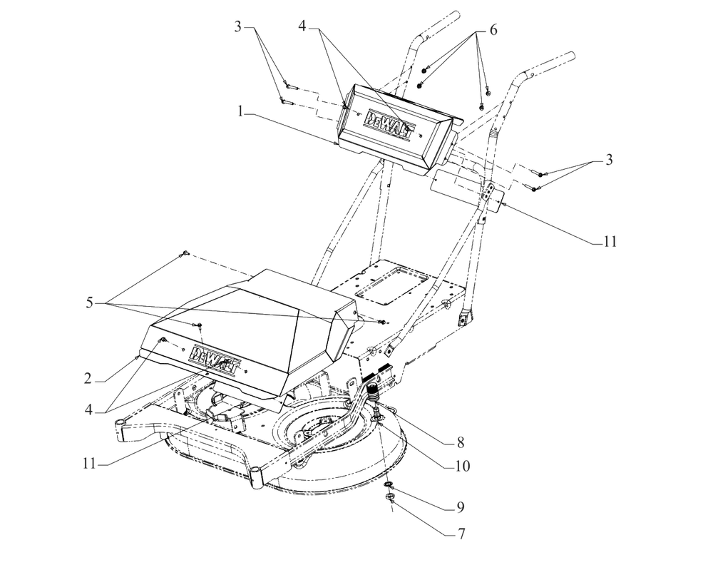 Cover Diagram and Parts List for DW33 (DXGMW33382R)(2021) DeWALT Lawn Mower