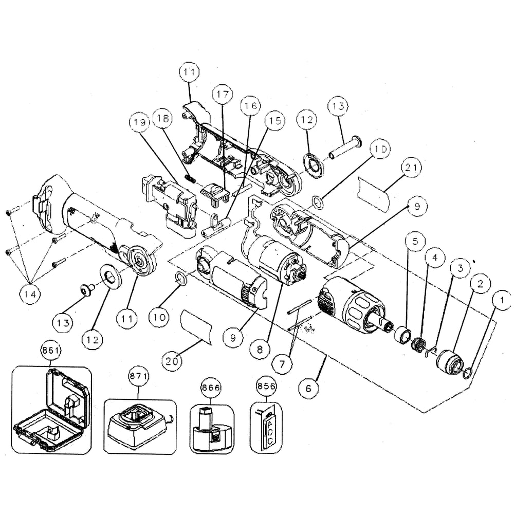 Drill Diagram and Parts List for DW920K-2TY1  DeWALT Drill