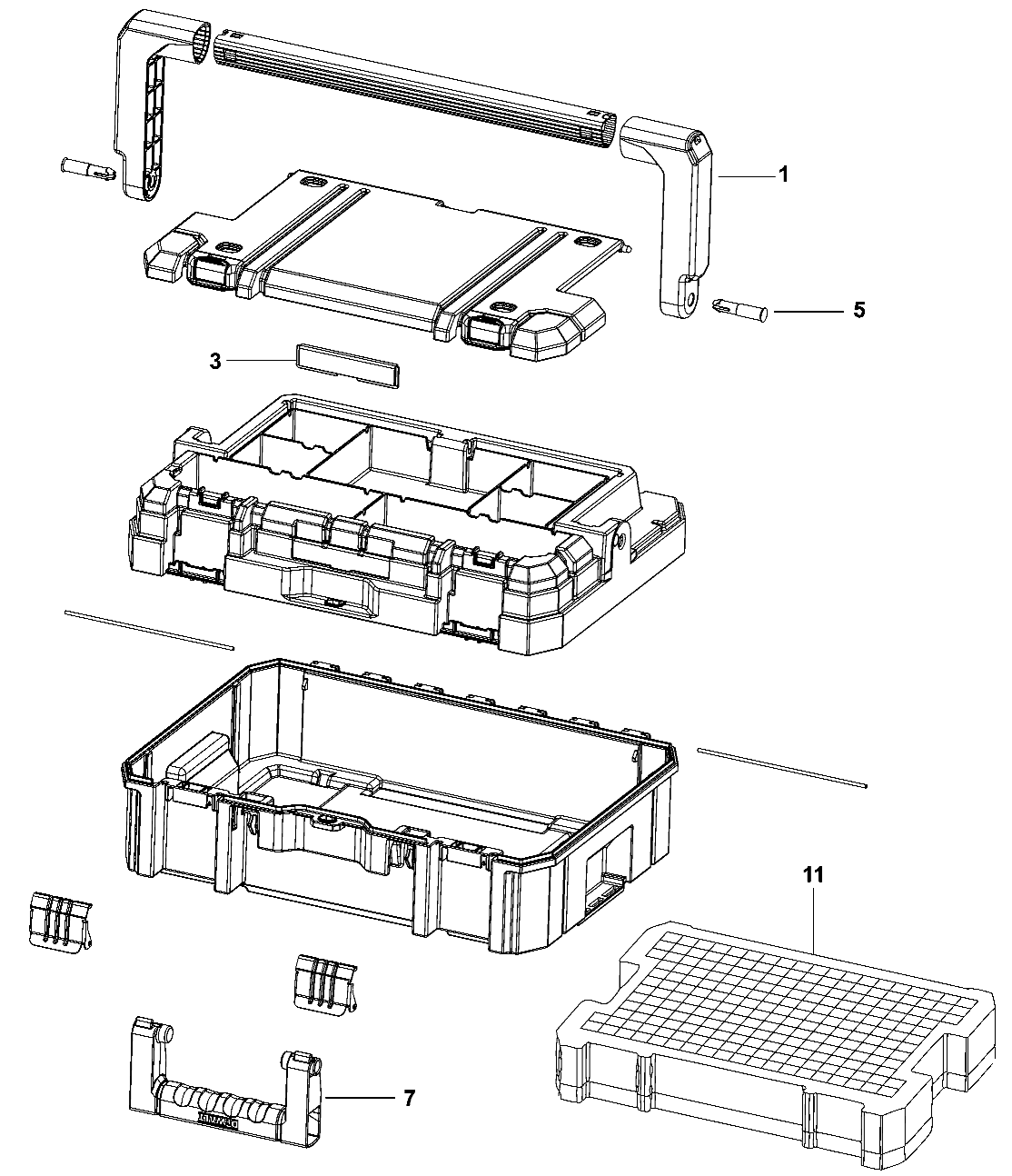 Default Diagram and Parts List for DWST17808 Type 0 DeWALT Tool Stand & Cart
