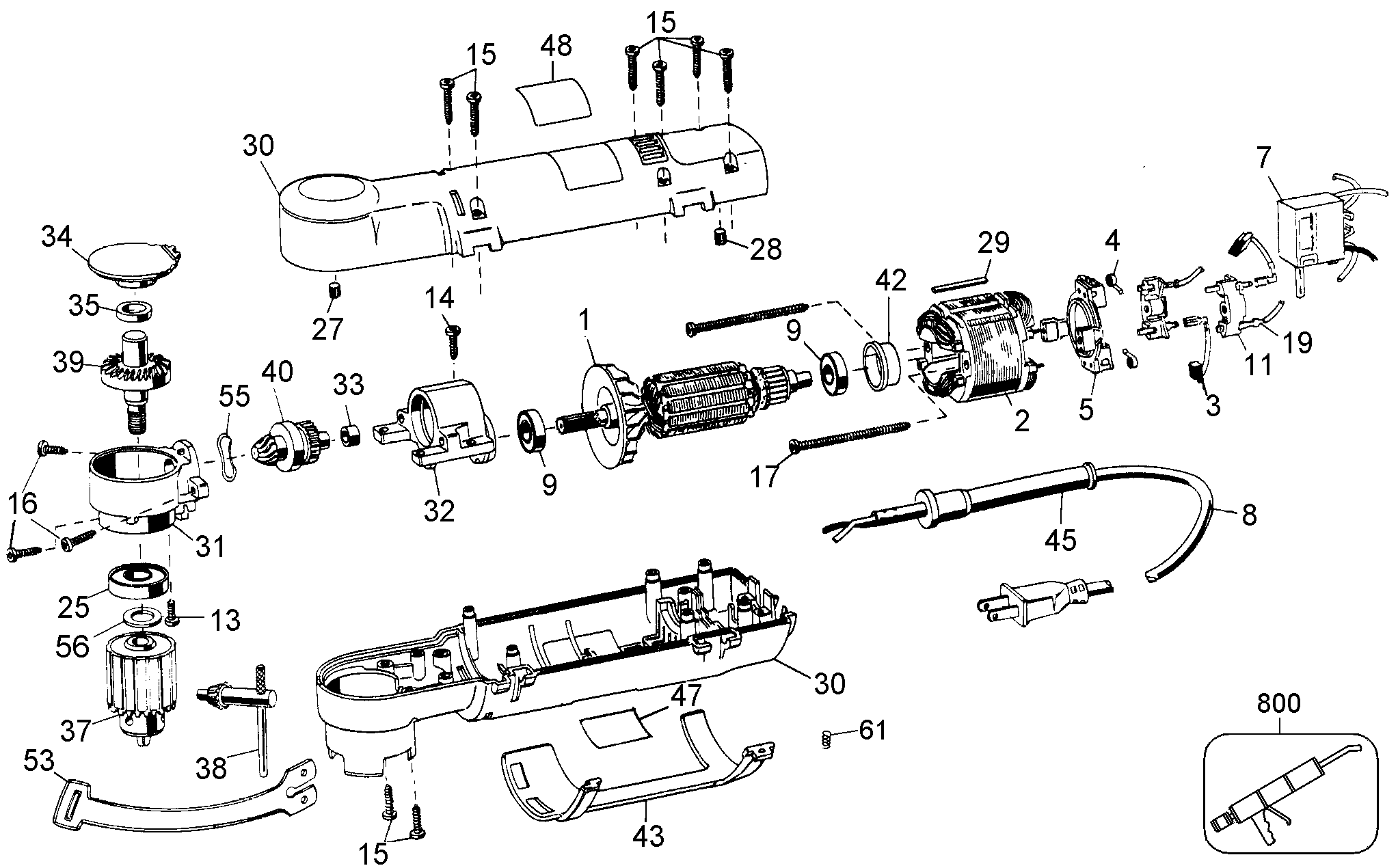 Page A Diagram and Parts List for DW160-BR 1 DeWALT Boring Machine