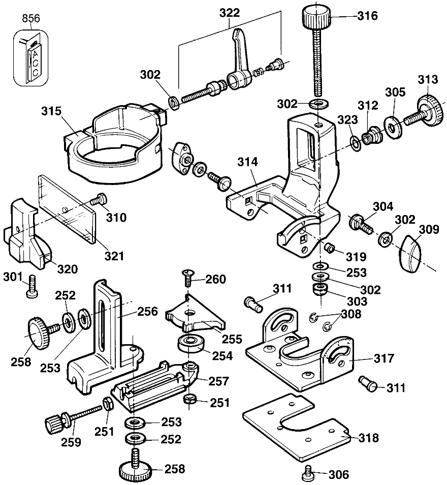 Default 3 Diagram and Parts List for DW673K Type 1 DeWALT Trimmer