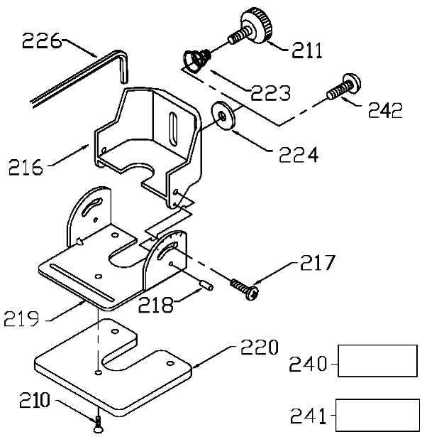 Tilt Base Diagram and Parts List for D26670K Type 1 DeWALT Trimmer