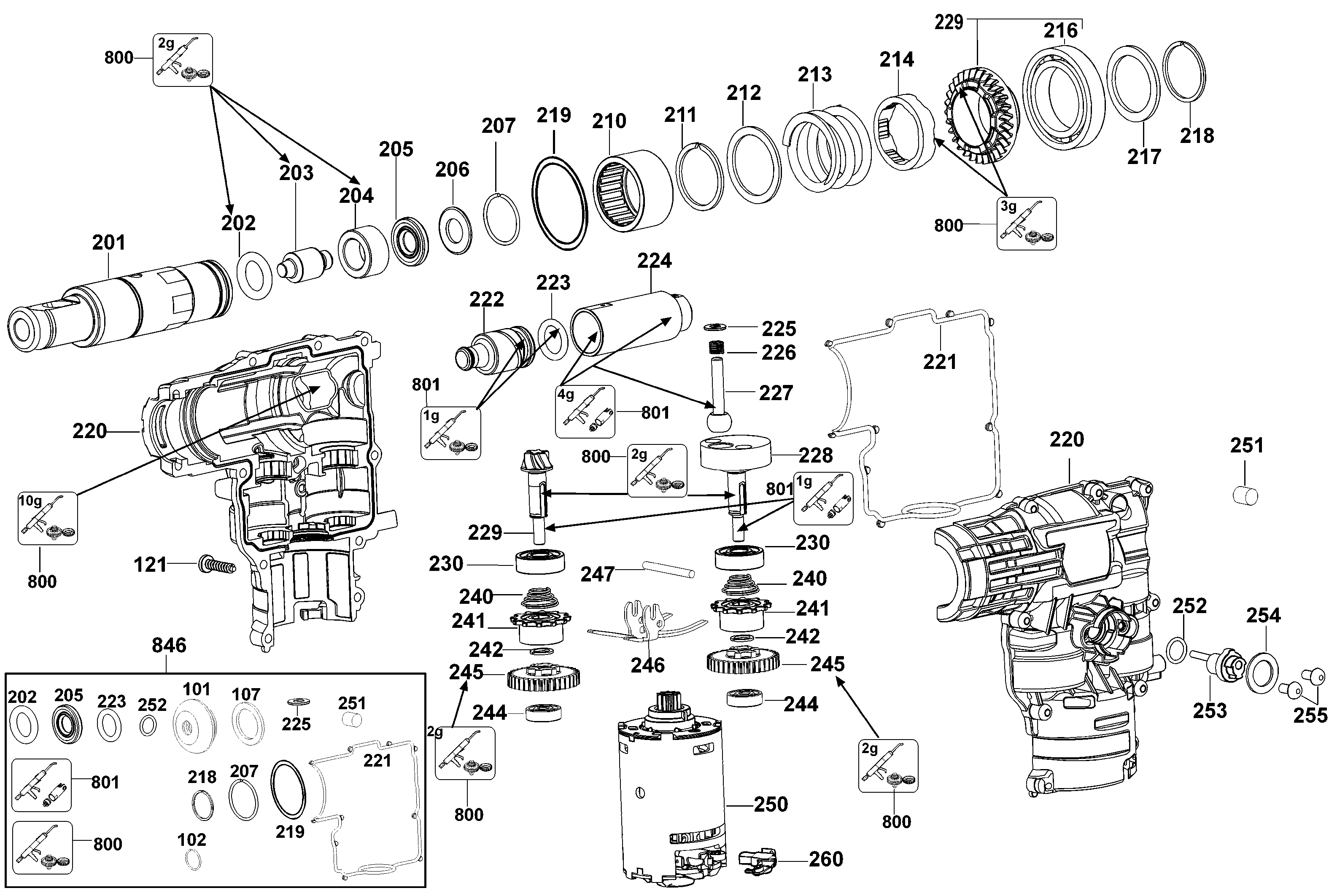 Page B Diagram and Parts List for DC223KA 2 DeWALT Hammer