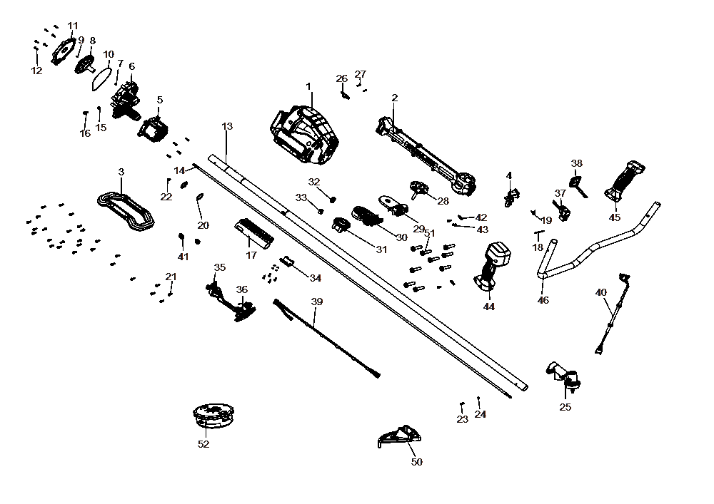 Section 2 Diagram and Parts List for DCST981B Type 1 DeWALT Trimmer