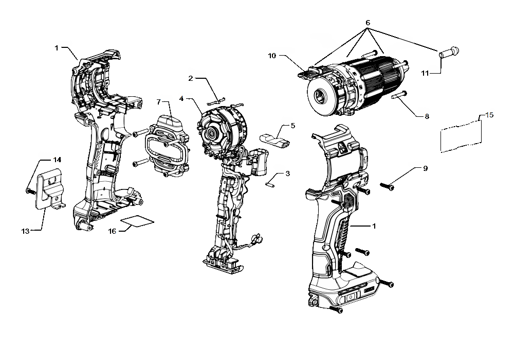 Diagram Diagram and Parts List for DCD799B Type 1 DeWALT Hammer Drill