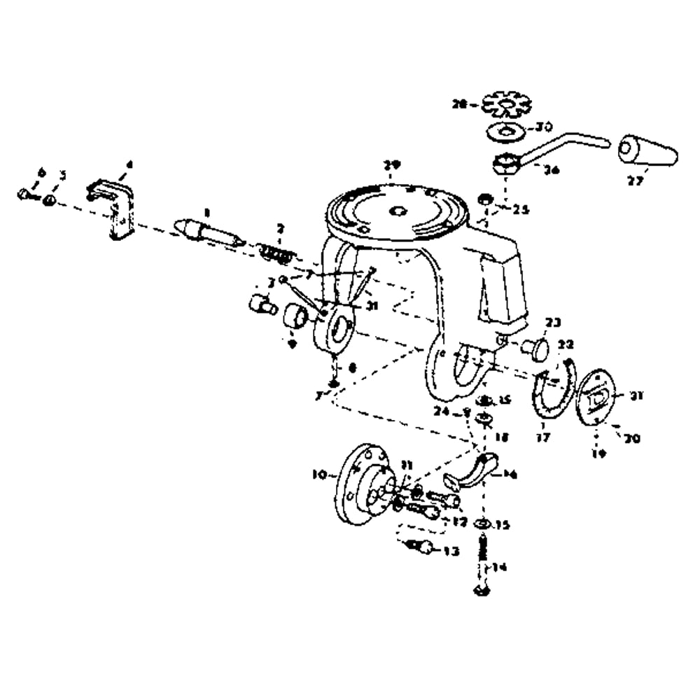 Yoke Assembly Diagram and Parts List for 3436-RADIALARM  DeWALT Circular Saw