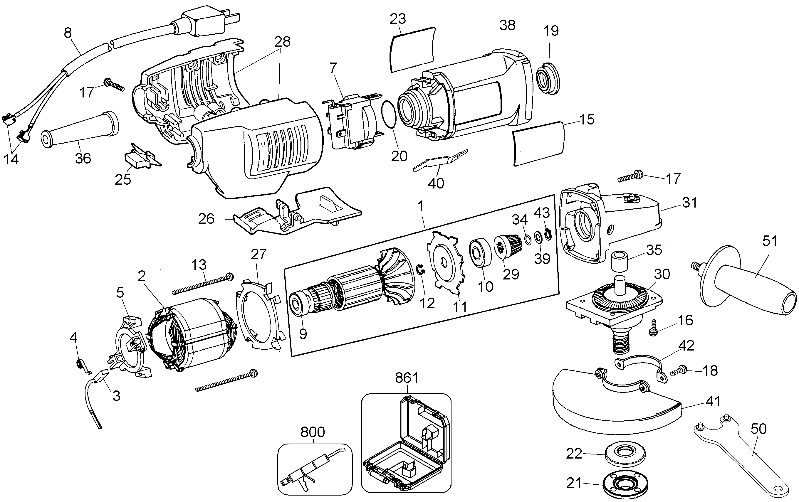 Page A Diagram and Parts List for DW402-B3 4 DeWALT Grinder