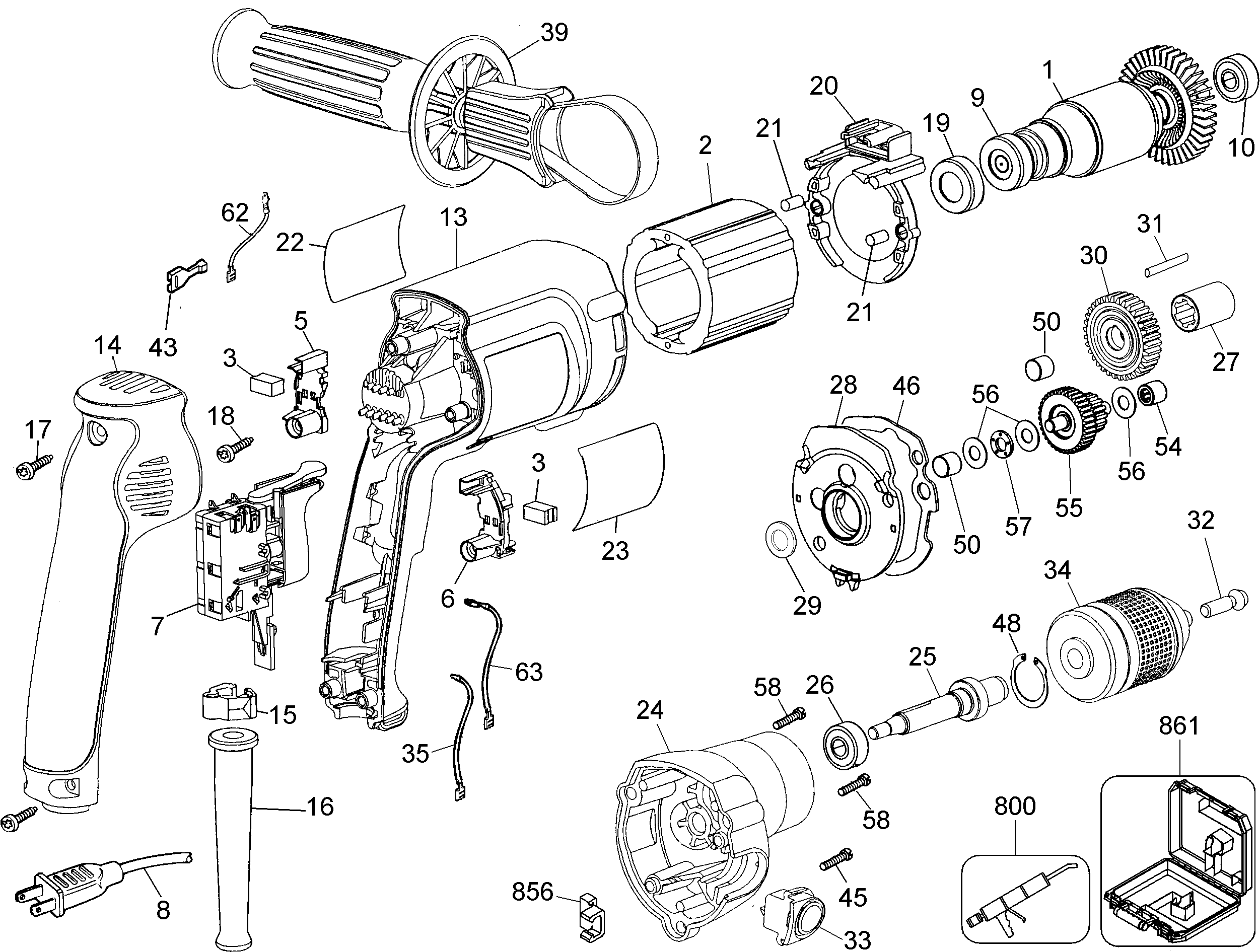 Page A Diagram and Parts List for DW236K 2 DeWALT Boring Machine