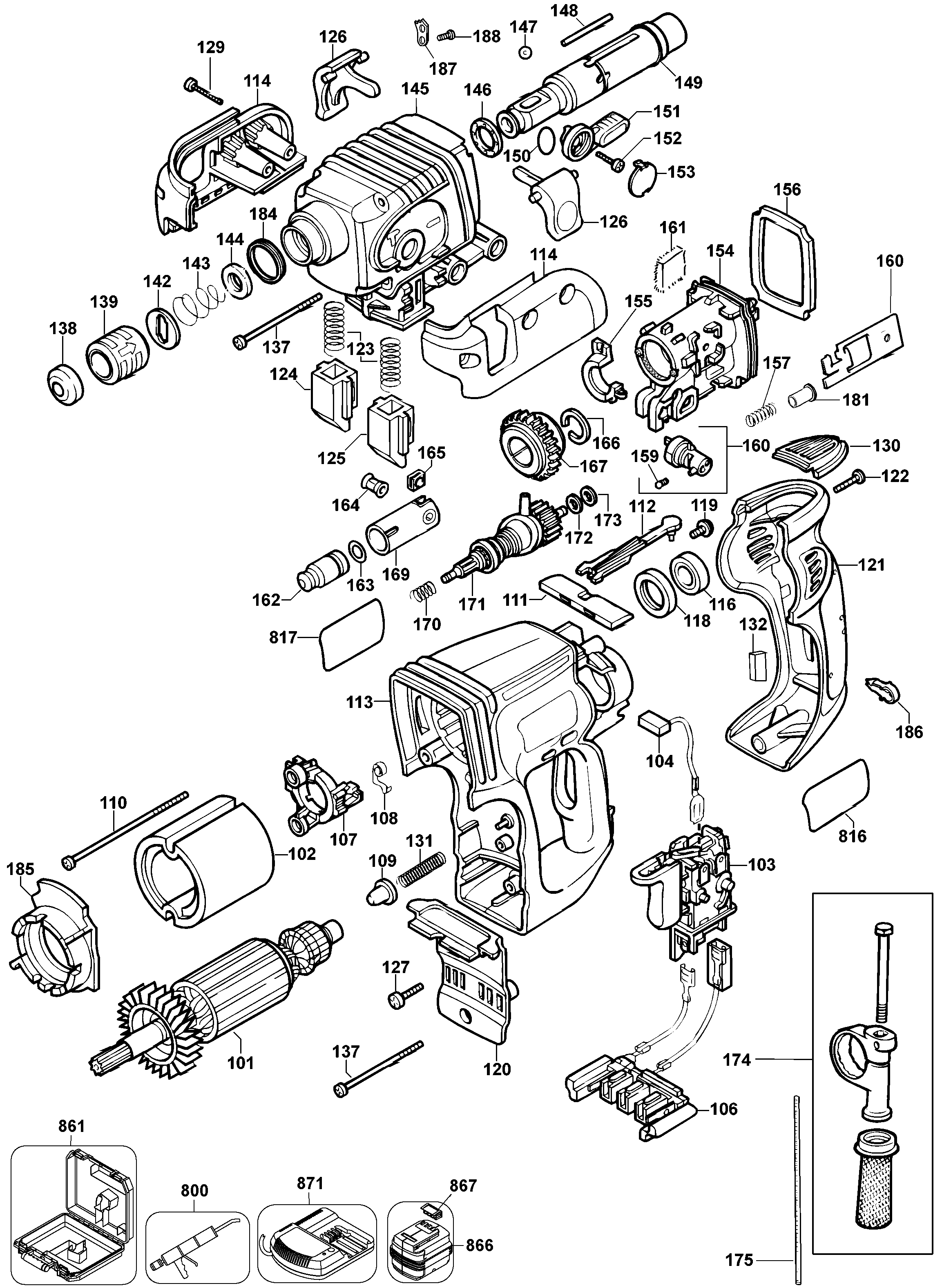 Page A Diagram and Parts List for DW005K-2 1 DeWALT Hammer