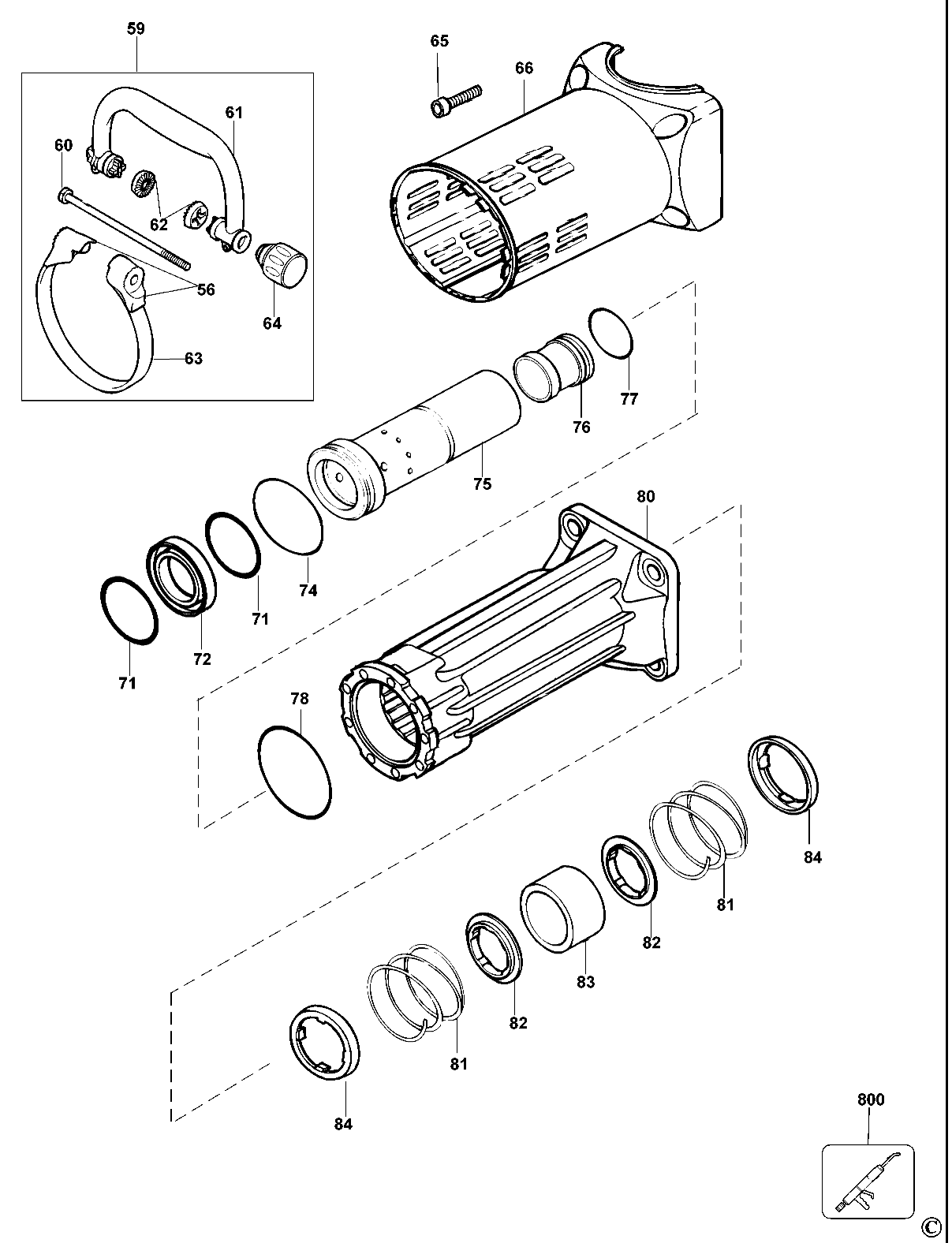 Default 3 Diagram and Parts List for D25940KAR Type 2 DeWALT Hammer