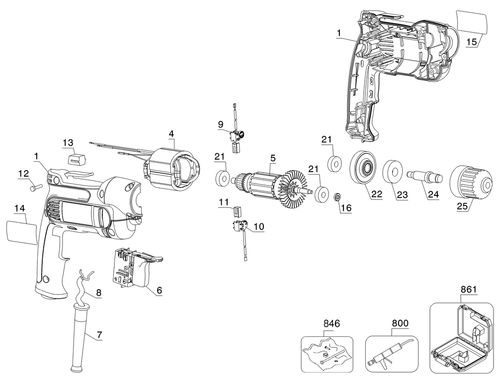 Page A Diagram and Parts List for DWD112 Type 10 DeWALT Electric Drill