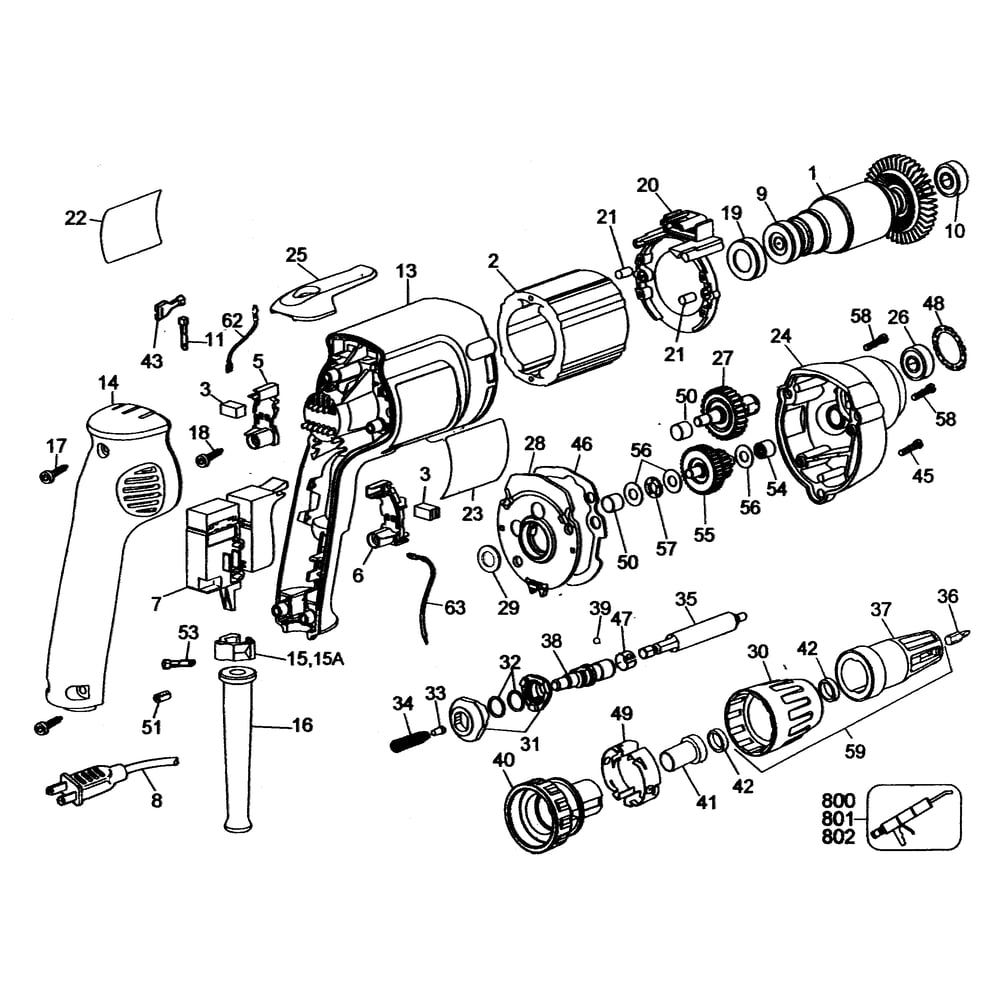 Screwdriver Diagram and Parts List for DW257TY1  DeWALT Screwdriver