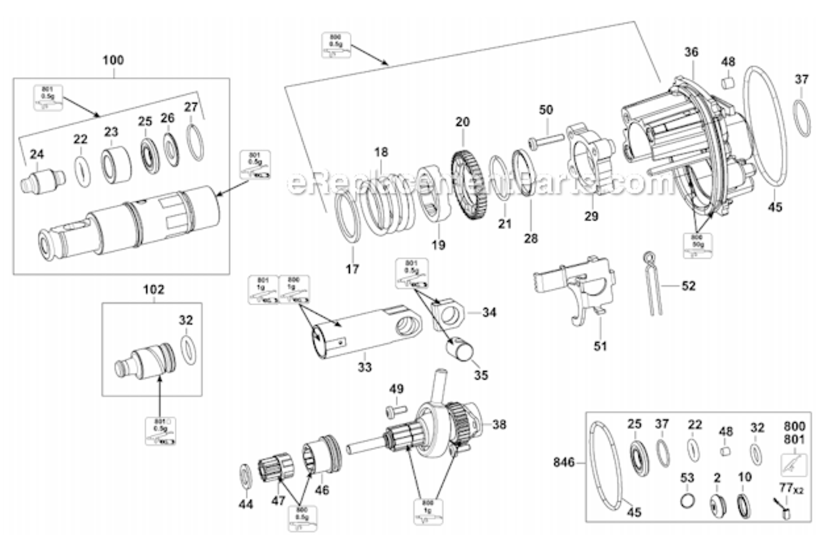 Page A Diagram and Parts List for D25023K Type 1 DeWALT Hammer Drill