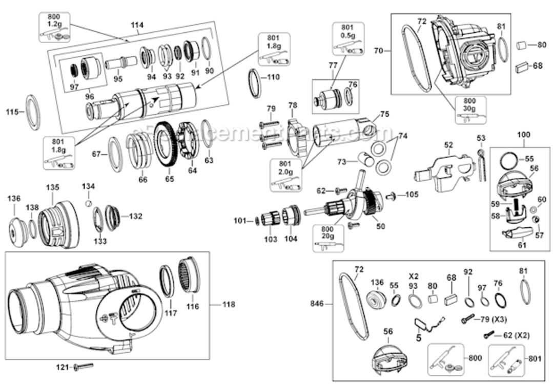 Page A Diagram and Parts List for D25213K Type 10 DeWALT Hammer Drill