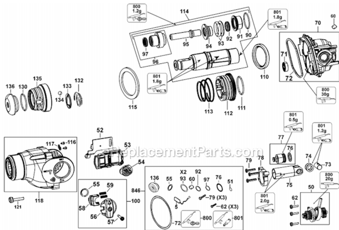 Page A Diagram and Parts List for D25213K Type 2 DeWALT Hammer Drill