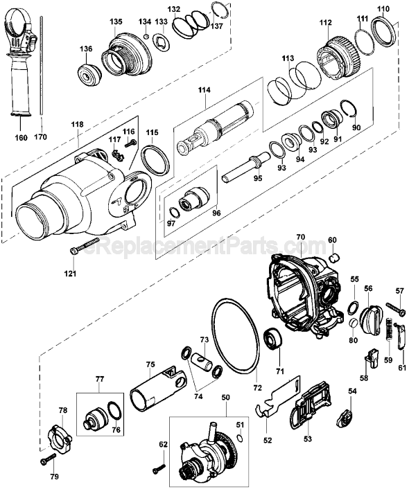 Page B Diagram and Parts List for D25303 Type 2 DeWALT Hammer Drill