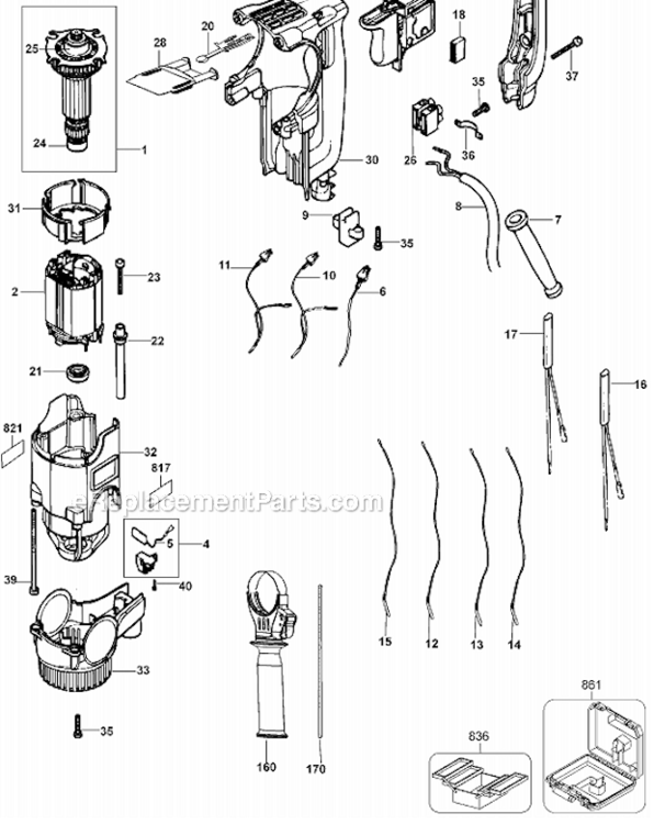 Page A Diagram and Parts List for D25313K Type 1 DeWALT Hammer Drill