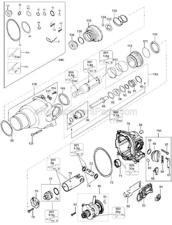 Page B Diagram and Parts List for D25313  DeWALT Hammer Drill