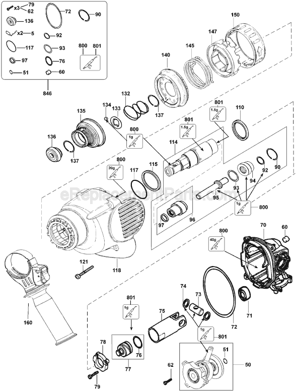 Page A Diagram and Parts List for D25330 Type 1 DeWALT Hammer Drill
