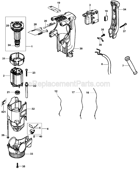 Page B Diagram and Parts List for D25330 Type 1 DeWALT Hammer Drill