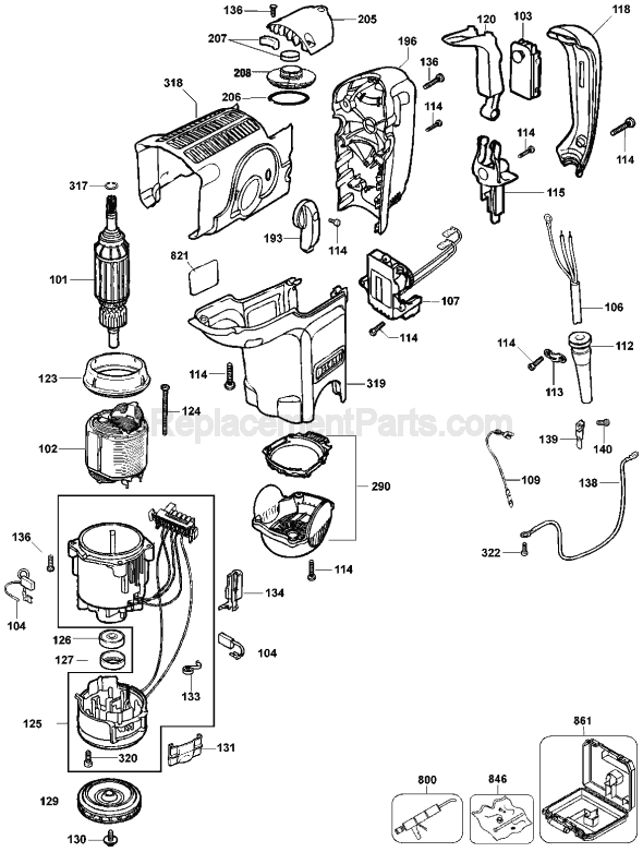 Page A Diagram and Parts List for D25551 Type 2 DeWALT Hammer Drill