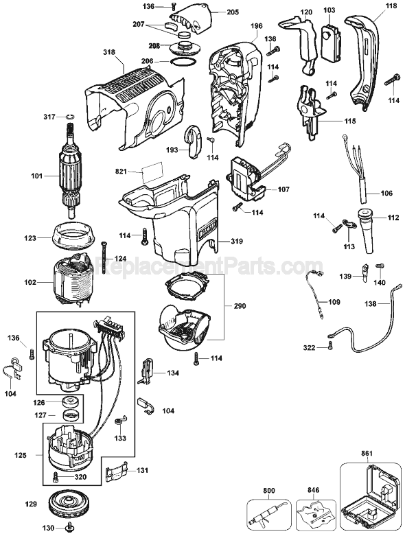 Page A Diagram and Parts List for D25650 Type 2 DeWALT Hammer Drill
