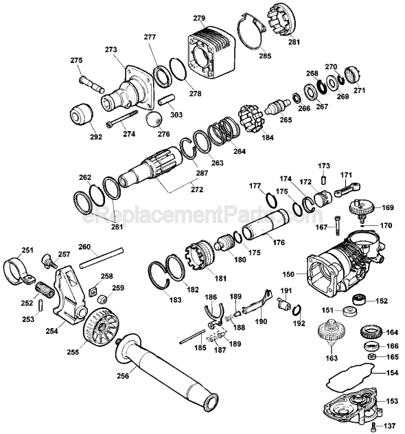 Page B Diagram and Parts List for D25650 Type 2 DeWALT Hammer Drill