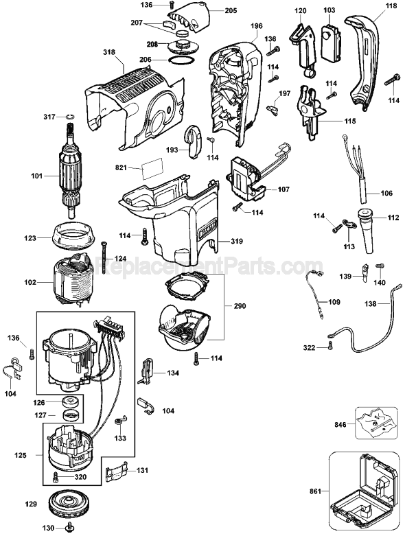 Page A Diagram and Parts List for D25830 Type 2 DeWALT Hammer Drill