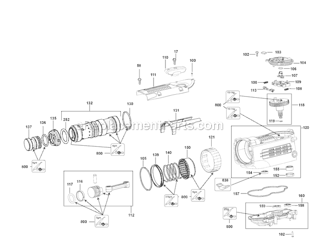 Page A Diagram and Parts List for D25891K Type 1 DeWALT Hammer Drill