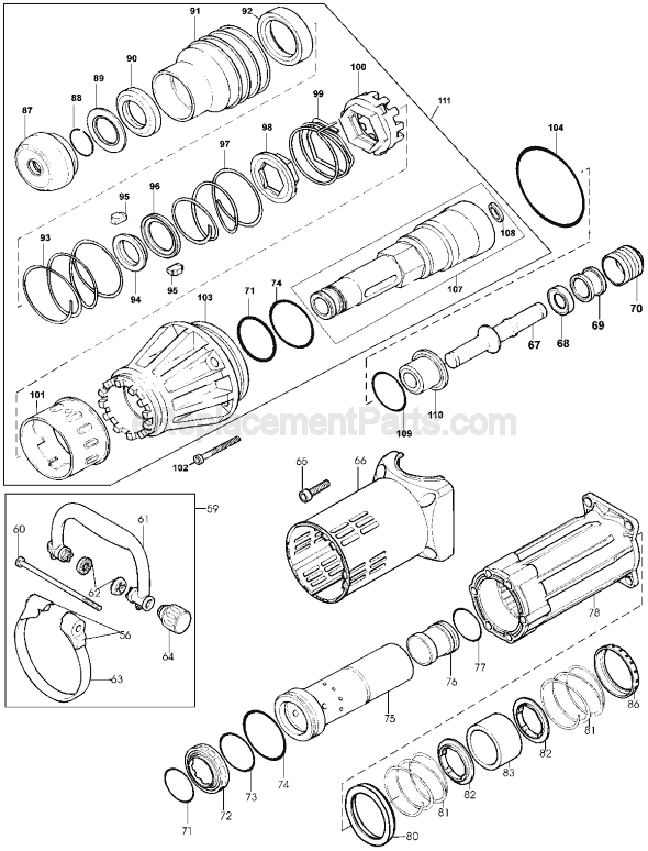 Page A Diagram and Parts List for D25900 Type 2 DeWALT Hammer Drill