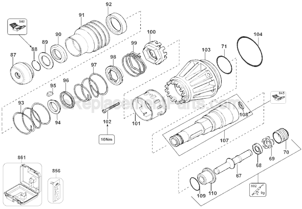 Page B Diagram and Parts List for D25901  DeWALT Hammer Drill