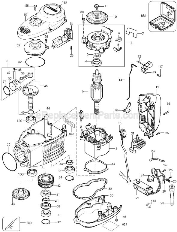 Page A Diagram and Parts List for D25940 Type 2 DeWALT Hammer Drill