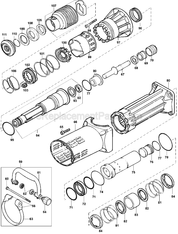 Page B Diagram and Parts List for D25940 Type 2 DeWALT Hammer Drill
