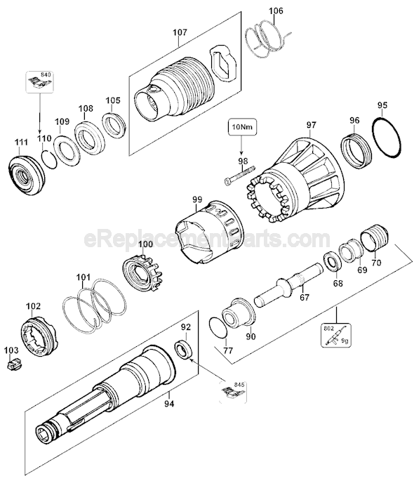 Page B Diagram and Parts List for D25941 Type 3 DeWALT Hammer Drill
