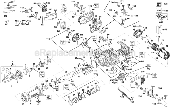 Page A Diagram and Parts List for D25980 Type 1 DeWALT Hammer Drill
