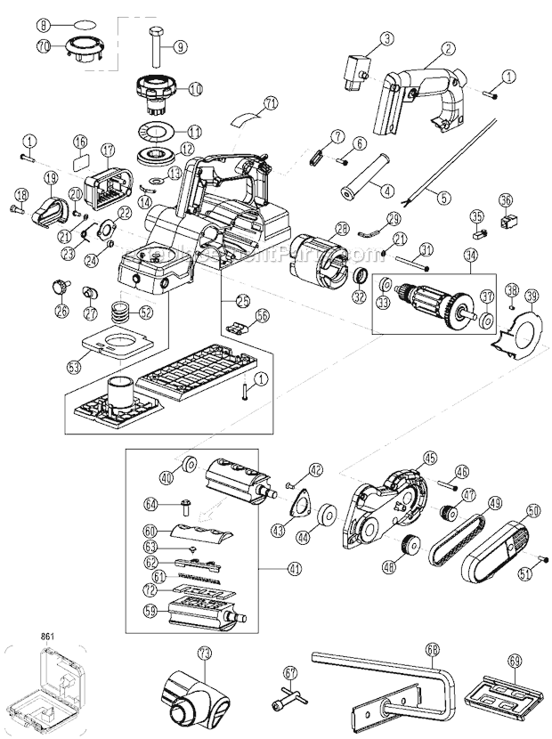 Page A Diagram and Parts List for D26677K Type 1 DeWALT Planer Jointer