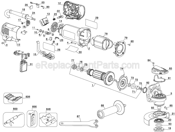 Page A Diagram and Parts List for D28114N Type 1 DeWALT Angle Grinder