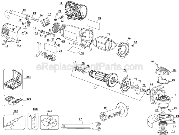 Page A Diagram and Parts List for D28402N Type 1 DeWALT Angle Grinder