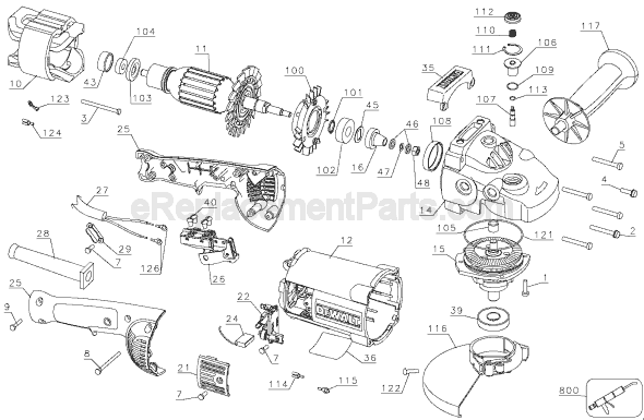 Page A Diagram and Parts List for D28493N Type 2 DeWALT Angle Grinder