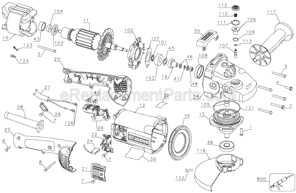 Page A Diagram and Parts List for D28494N Type 3 DeWALT Angle Grinder