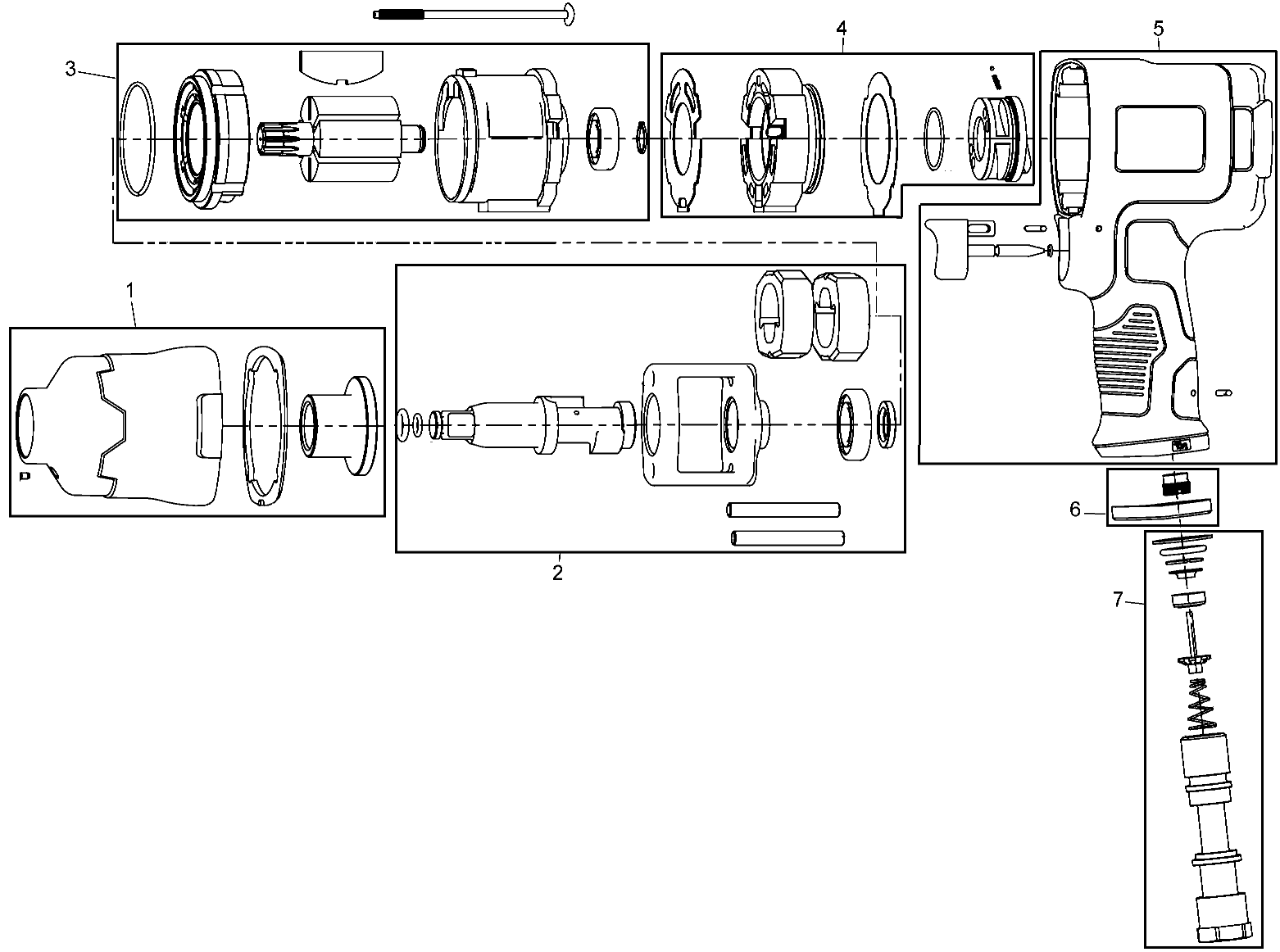 Default Diagram and Parts List for DWMT70774 Type 0 DeWALT Wrench